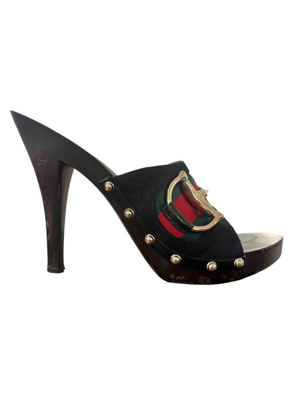 CS-2. Gucci Sand Tess S. Gomma Heel Nero US 9.5